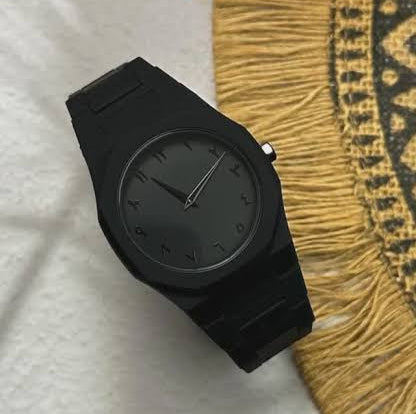 Black Aura Quartz Watch – Lightweight Design, Arabic Dial Full Black Aura Wrist Watch- Watch For Men | Black Color Watch – Without Box