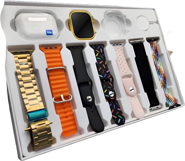 I20 Ultra Max Smart Watch | Premium Quality | 2.3 ” Big Display Screen | Airpods & 7 Straps In Box | 10 In 1 (random Color)