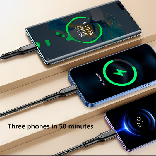 3 In 1 Usb Fast Charging Cable – Lightning, Micro Usb & Type-c | Compatible With Iphone, Android, Xiaomi, Huawei, Samsung, Ipad