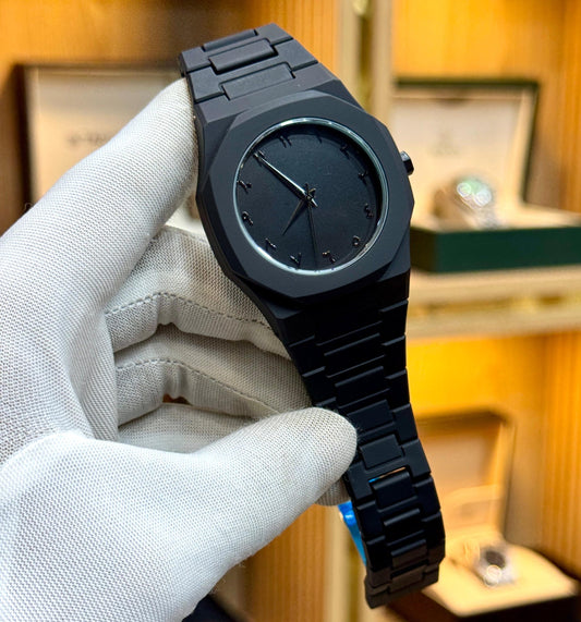 Black Aura Quartz Watch – Lightweight Design, Butterfly Lock, Premium Quality & Finish – Best Quality Analog Watch For Boys – Watch For Men | Black Color Watch – Without Box