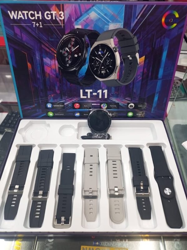 Lt-11 Smartwatch Combo – Stylish Black Smartwatch With 7 Interchangeable Straps, Fitness Tracking, Notifications, And Touchscreen Display – Perfect For Everyday Use By Men And Women