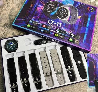 Lt-11 Smartwatch Combo – Stylish Black Smartwatch With 7 Interchangeable Straps, Fitness Tracking, Notifications, And Touchscreen Display – Perfect For Everyday Use By Men And Women